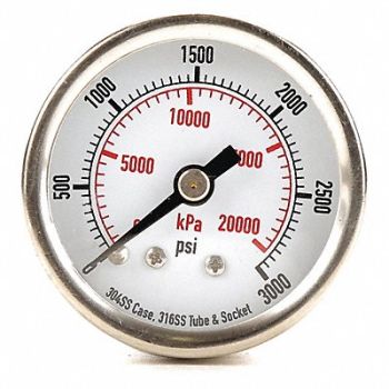 GRAINGER APPROVED D1354 Pressure Gauge Test 1-1/2 In, 4FMU3