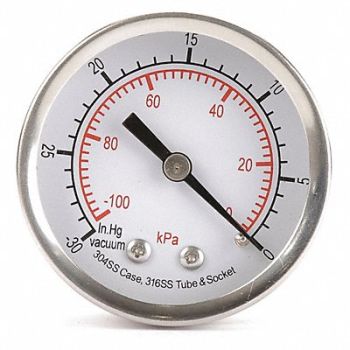 GRAINGER APPROVED D1358 Vacuum Gauge Test 2 In, 4FMU5