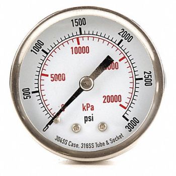 GRAINGER APPROVED D1358 Pressure Gauge Test 2 In, 4FMV8