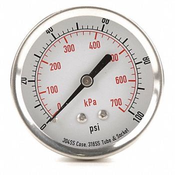 GRAINGER APPROVED D1363 Pressure Gauge Test 2-1/2 In, 4FMW5