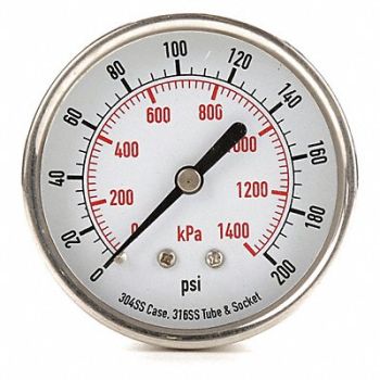 GRAINGER APPROVED D1363 Pressure Gauge Test 2-1/2 In, 4FMW7