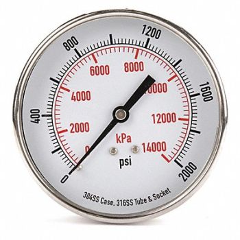 GRAINGER APPROVED D1367 Pressure Gauge Test 3-1/2 In, 4FMY8