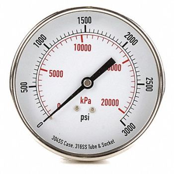 GRAINGER APPROVED D1367 Pressure Gauge Test 3-1/2 In, 4FMY9