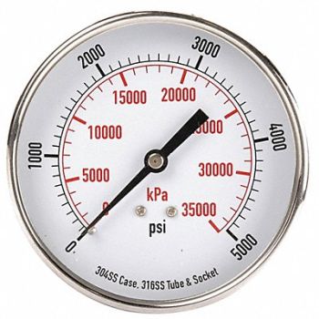 GRAINGER APPROVED D1367 Pressure Gauge Test 3-1/2 In, 4FMZ1