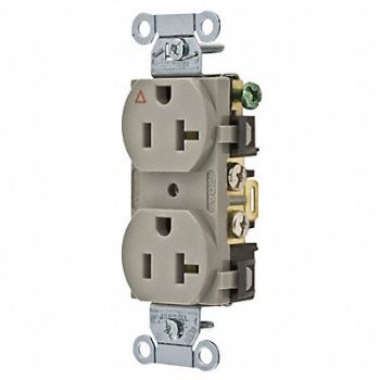 HUBBELL Receptacle Duplex 20A 5-20R 125V Gray, 4FTW5