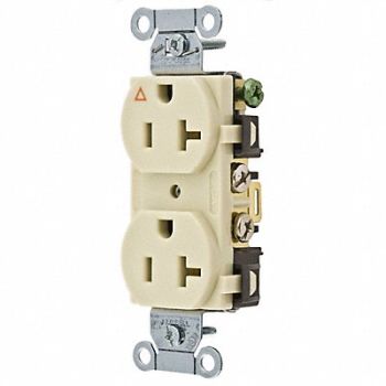 HUBBELL Receptacle Duplex 20A 5-20R 125V Ivory, 4FTW6