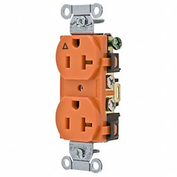 HUBBELL Recept Orange 20 A 2P3W Back Side 1PK, 4FTY3