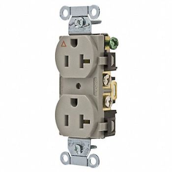 HUBBELL Receptacle Gray 20 A 2P3W Back Side 1PK, 4FTY5