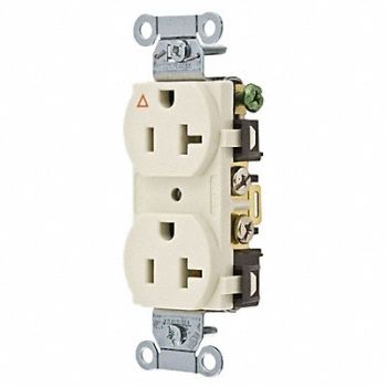 HUBBELL Receptacle Duplex 20A 5-20R 125V Almond, 4FTY7