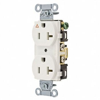 HUBBELL Receptacle Duplex 20A 5-20R 125V White, 4FTY8