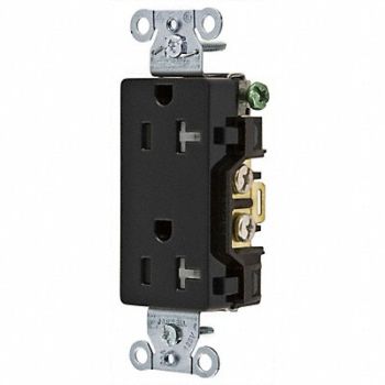 HUBBELL Receptacle Deco 20A 5-20R 125V Black, 4FTZ5