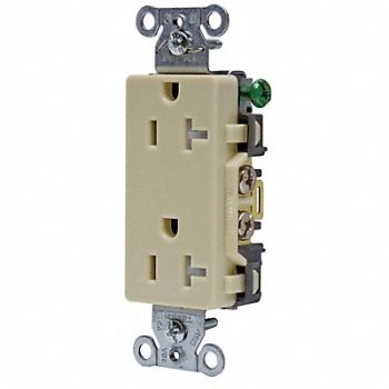 HUBBELL Receptacle Deco 20A 5-20R 125V Ivory, 4FTZ7