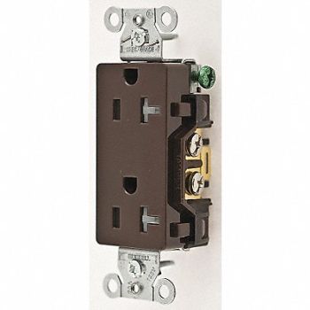 HUBBELL Receptacle Deco 20A 5-20R 125V Brown, 4FTZ8