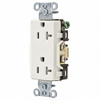 HUBBELL Receptacle Deco 20A 5-20R 125V White, 4FTZ9