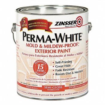 ZINSSER Paint Acrylic White, 4FZX4