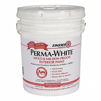 ZINSSER Paint Latex Acrylic White 5 gal., 4FZX7