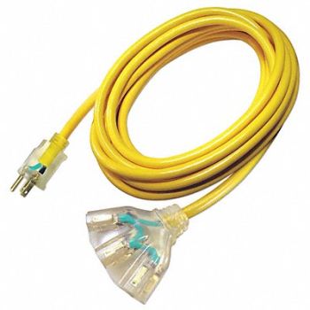 POWER FIRST Extension Cord 25ft 10Ga 15A SJTOW Yel, 4GAD3