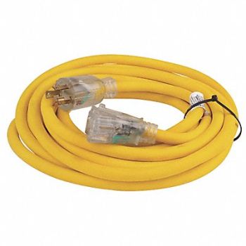 POWER FIRST Extension Cord 25ft 10Ga 15A SJTOW Yel, 4GAD4