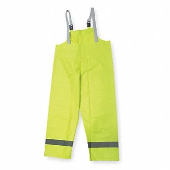 CONDOR D2327 Rain Bib Overall Class E Ylw/Grn 3XL, 4GE72