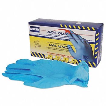 HONEYWELL NORTH Disposable Gloves Nitrile 8 Blue PK100, 4GHT7