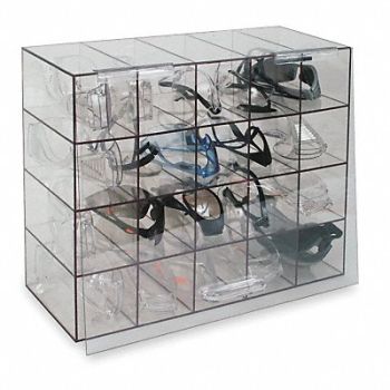 GRAINGER APPROVED Prot Eyewear Disp Case W/ Door Clr PETG, 4GMR8