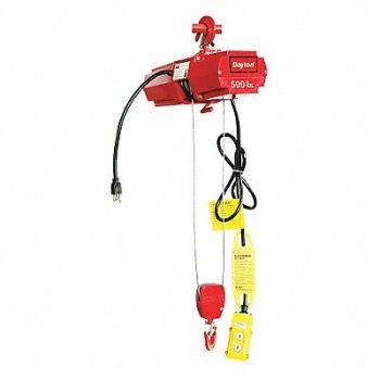 DAYTON Wire Rope Hoist Single 500 lb., 4GU72