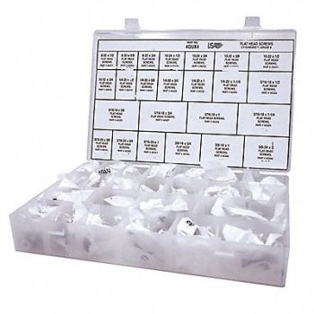GRAINGER APPROVED FlatHeadScrewAssort In ChromePltd 120pcs, 4GUX4