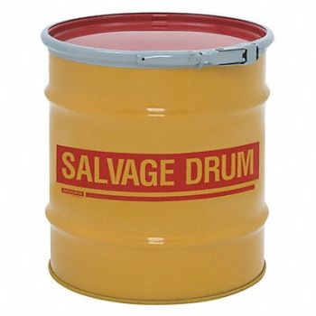 GRAINGER APPROVED Salvage Drum Yellow 18ga 1.2mm, 4GY34