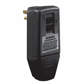 HUBBELL WIRING DEVICE-KELLEMS Plug-In GFCI User Supp Cord 15A Blk 120V, 4HD20