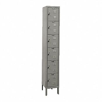 HALLOWELL E1558 Box Locker Louvered 1 Wide 6 Tier Gray, 4HE29