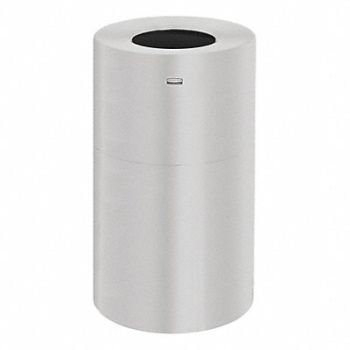 RUBBERMAID COMMERCIAL PRODUCTS Trash Can Round 35 gal Silver, 4HGR8