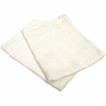 GRAINGER APPROVED White Cloth Rag Terry 14 x17 PK12, 4HP38