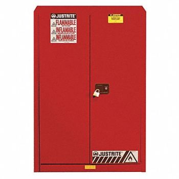 JUSTRITE E4576 Flammable Safety Cabinet 45 gal Red, 4HTR7