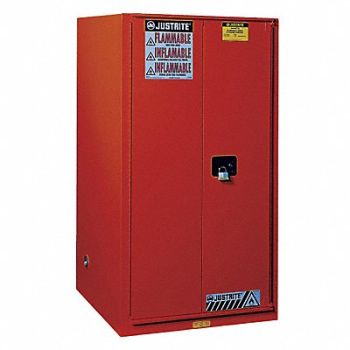 JUSTRITE E4577 Paints and Inks Cabinet 60 gal Red, 4HTT1