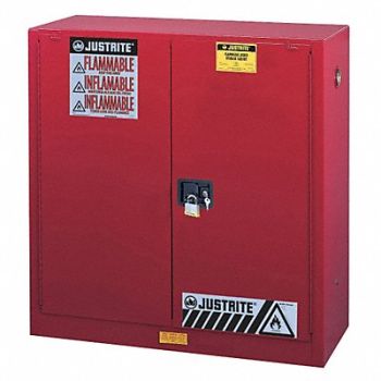 JUSTRITE E4578 Flammable Safety Cabinet 30 gal Red, 4HTT3