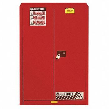 JUSTRITE E4579 Paints and Inks Cabinet 45 gal Red, 4HTT6