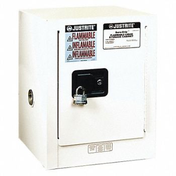 JUSTRITE E4581 Flammable Safety Cabinet 4 gal White, 4HTU9