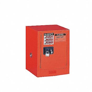 JUSTRITE E4584 Safety Cabinet 12 gal Self-Closing Red, 102XH0