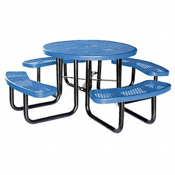 GRAINGER APPROVED E0146 Picnic Table 46 Dia Blue, 4HUP6