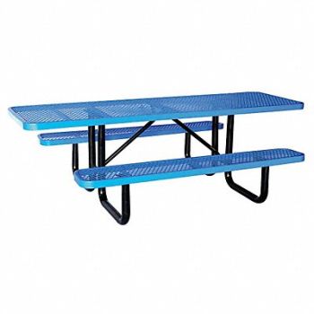 GRAINGER APPROVED Picnic Table 96 W x62 D Blue, 4HUR9
