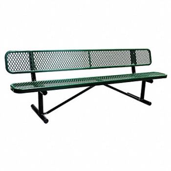 GRAINGER APPROVED E0154 Outdoor Bench 96 in L 24 in W Green, 4HUT5