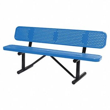 GRAINGER APPROVED E5610 Outdoor Bench 72 in L 24 in W Blue, 4HUU2