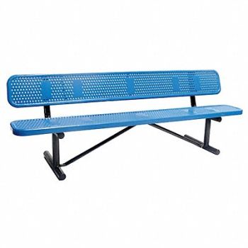 GRAINGER APPROVED E5611 Outdoor Bench 96 in L 31 in H BLU, 4HUU4