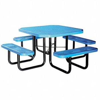GRAINGER APPROVED E5616 Picnic Table 80 W x80 D Blue, 4HUV5