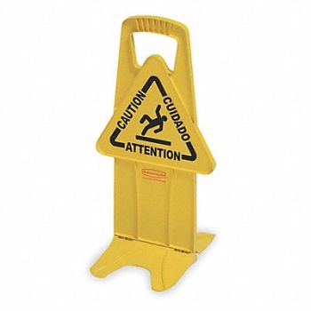 RUBBERMAID COMMERCIAL PRODUCTS Floor Sign Yellow Polypropylene 25 in H, 4HY61