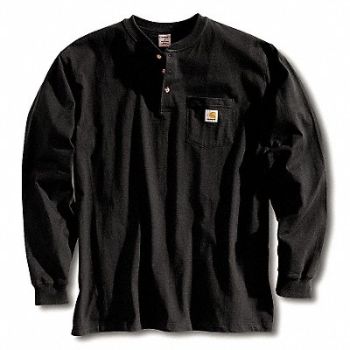 CARHARTT Long Sleeve Henley Black 2XL, 4JFC8