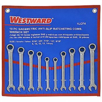WESTWARD Combo Wrench St CV Steel Satin Offset, 4JMC6