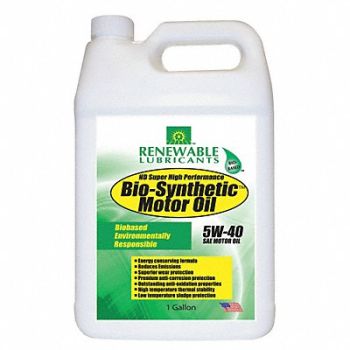 RENEWABLE LUBRICANTS Engine Oil 5W-40 Bio-Synthetic 1gal, 4JPR6