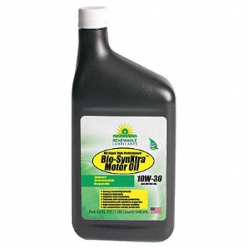 RENEWABLE LUBRICANTS Engine Oil 10W-30 Bio-Synthetic 1qt, 4JPR7