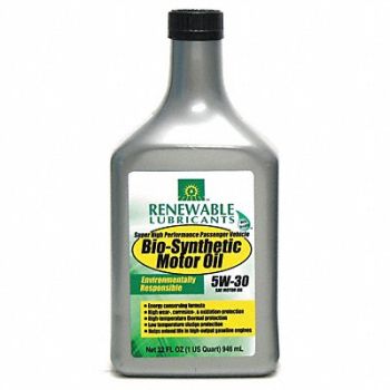 RENEWABLE LUBRICANTS Engine Oil 5W-30 Bio-Synthetic 1qt, 4JPT4